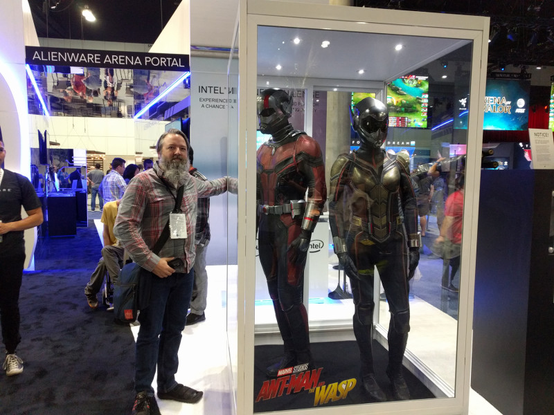 Here's Cork posing for a photo op with Ant-Man and Wasp Lady. We're still not sure why they have to stand in that glass booth for the whole show. Seems kinda cruel.