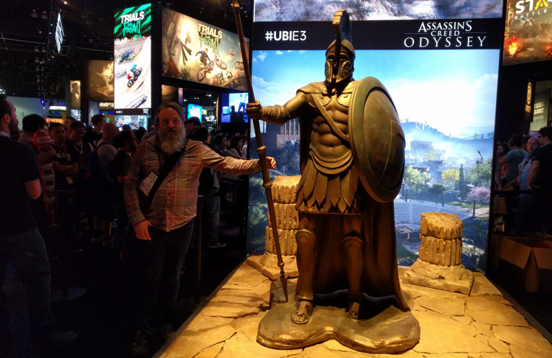 Up next was Ubisoft, where they have a Spartan statue for Assassin's Creed Odyssey. Cork really phoned this photo in if I'm being honest.