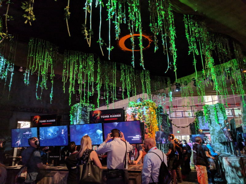 Our first stop of the day was at Square Enix's booth to check out Shadow Of The Tomb Raider. The booth was appropriately tomb-ey.