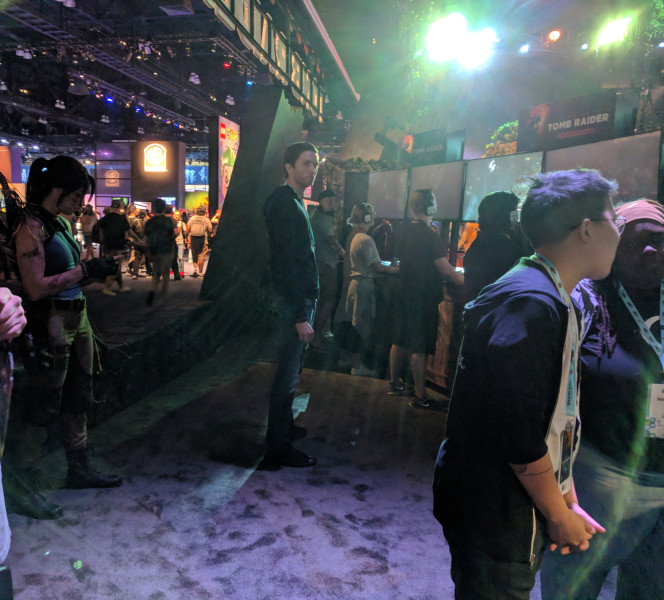 The Tomb Raider demo was so popular that even Lara Croft had to wait in line!