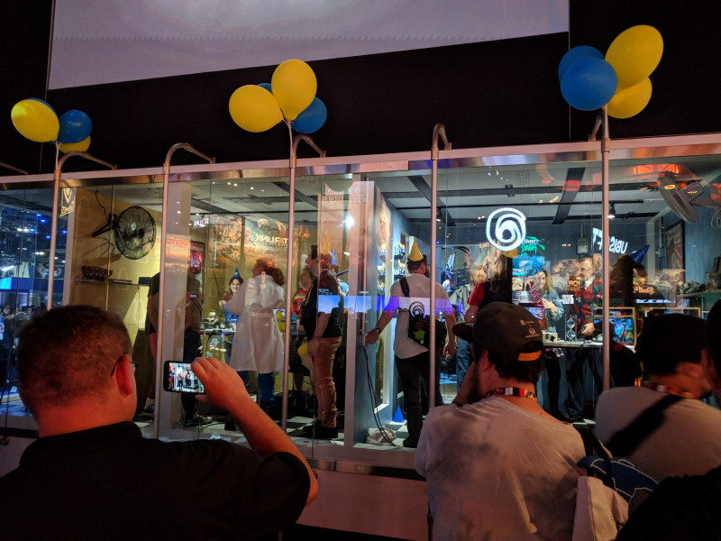 Bethesda has some kind of Fallout-related presentation at their booth – but you have to wear stupid hats to see it.