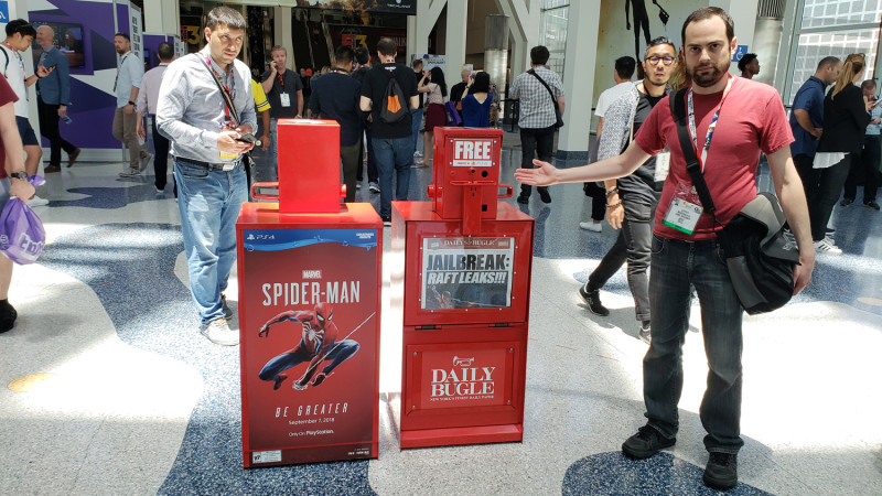 Here's a cool thing: Sony made fake newstands with The Daily Bugle for Spider-Man.