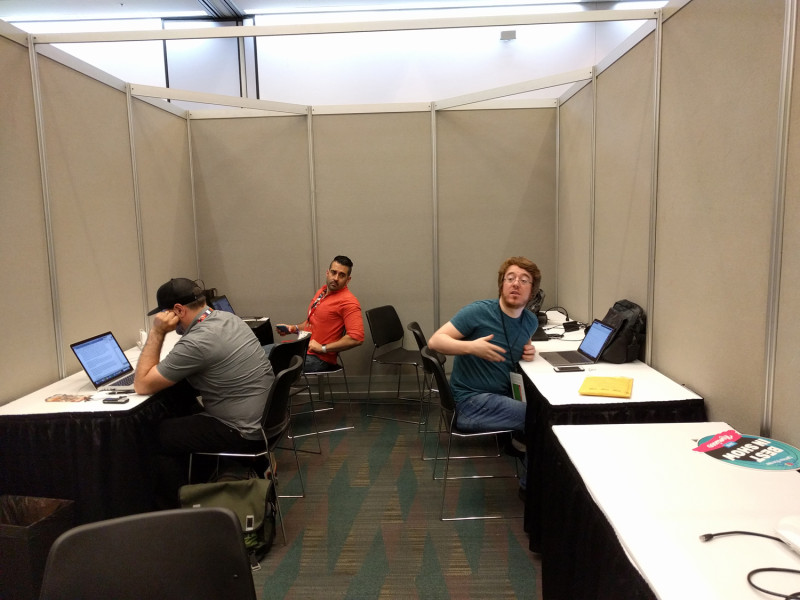 And finally, the most important stop of all: The luxurious Game Informer booth, where G.I. editors come to write their stories and look funny when people try to take a decent picture – must you ruin everything, Kyle?!