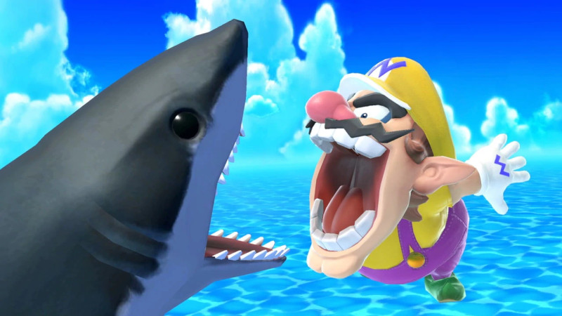 Wario greets his wife after a long day of smashing.