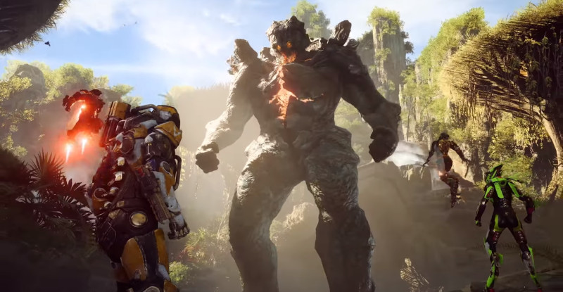 Screenshot of colossal wildlife in Anthem.