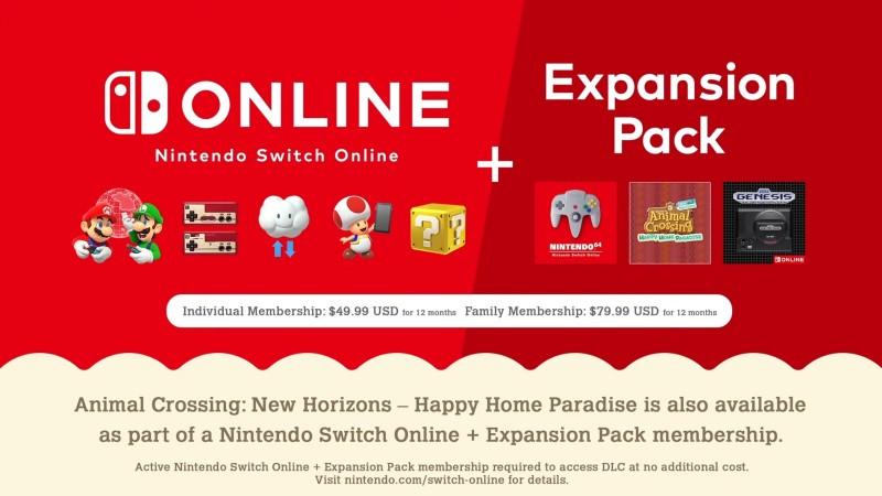 Nintendo Switch Online Expansion Pack Pricing Revealed