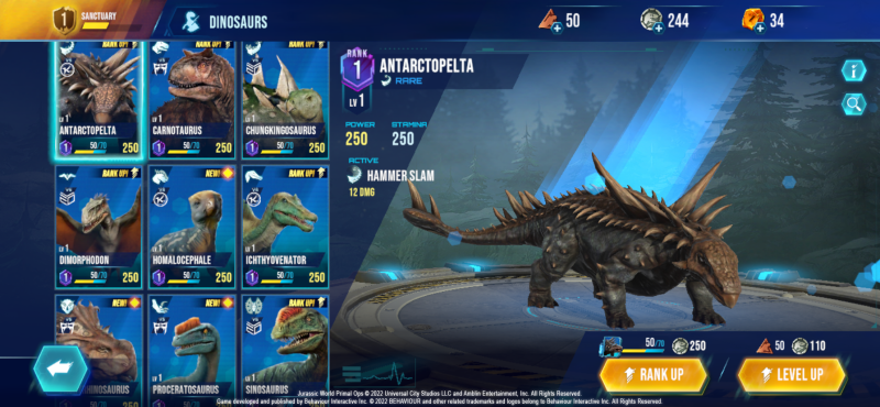 All the dinosaurs found in Jurassic World: The Game