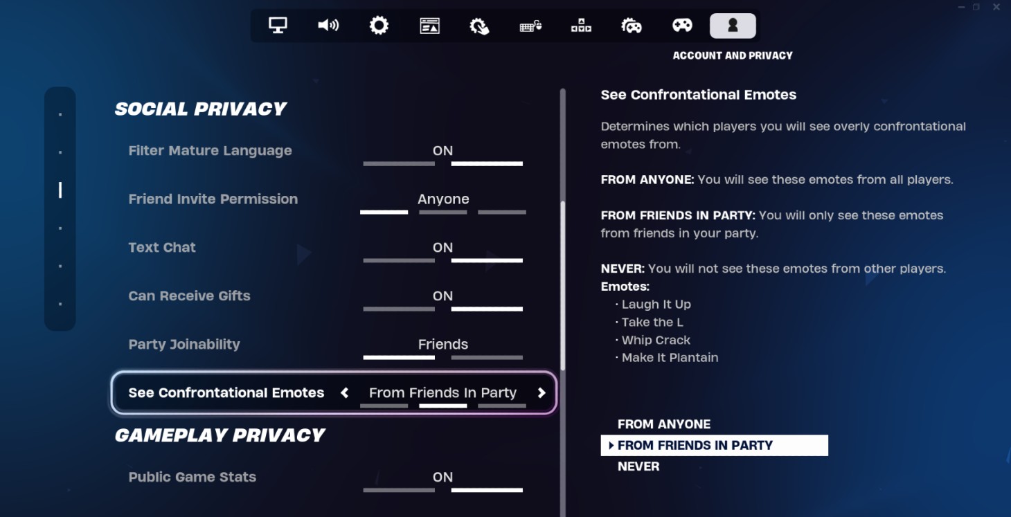 Fortnite добавляет новую настройку, позволяющую скрыть «конфронтационные эмоции»
