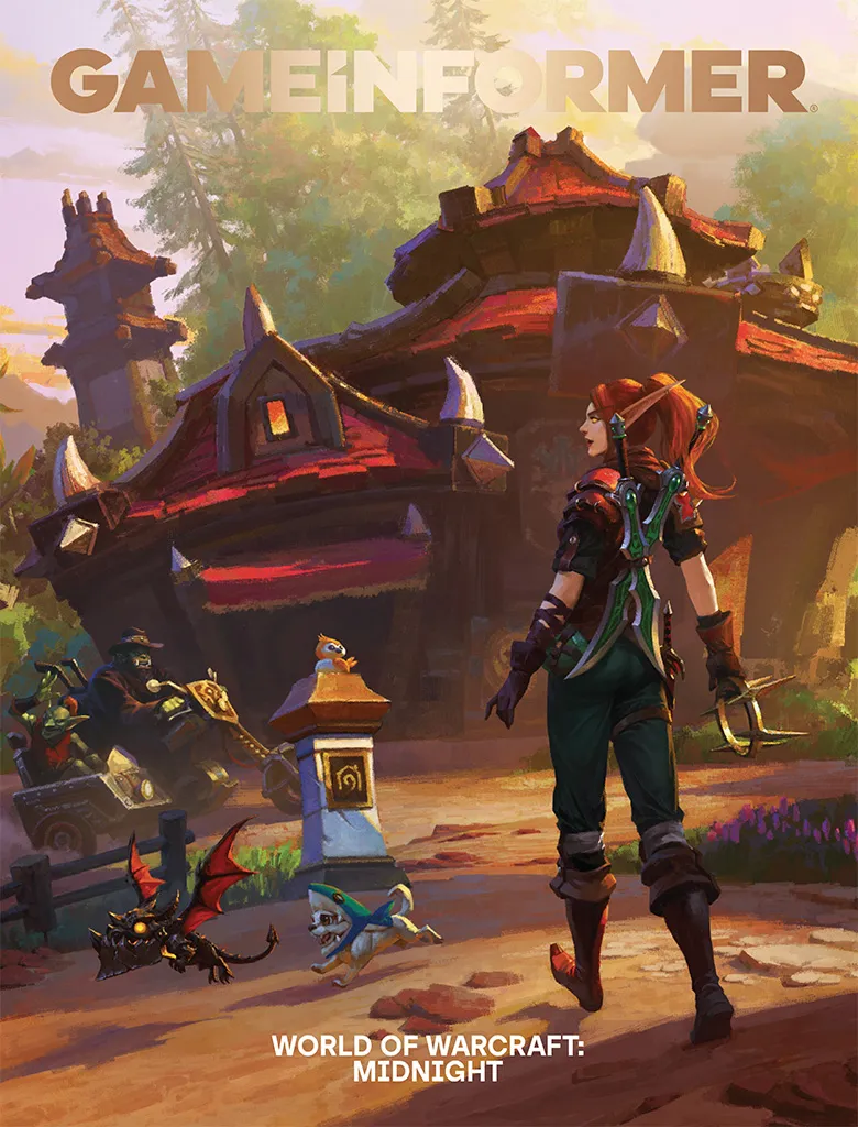 Game Informer Issue 374 (January 2026) featuring a World of Warcraft Midnight Cover Story